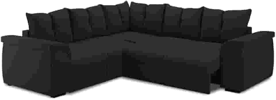 Sofá de Canto 5 Lugares Retrátil Qatar Suede Preto