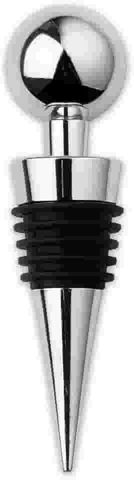 Rolha Vedante de Vinho Inox Cromado com Vedação de Silicone – Tampa Reutilizável para Garrafa de Vinho e Espumante, Preservação de Bebidas