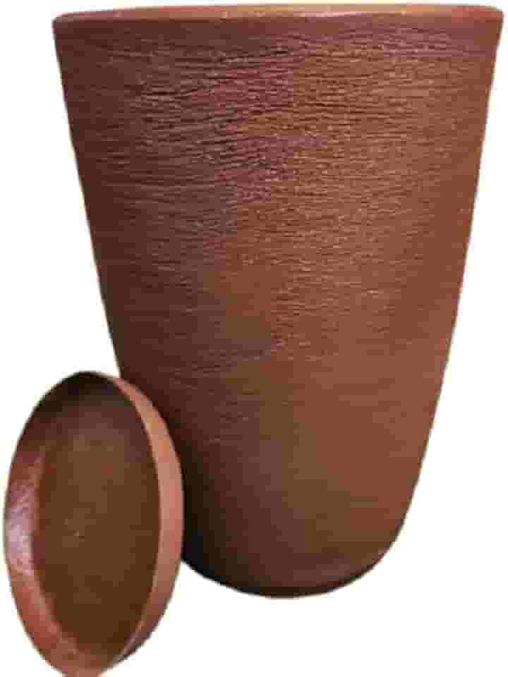 Vaso Grande Para Plantas Cone Grafiato Texturizado Luxo Escovado Jardim (marrom)
