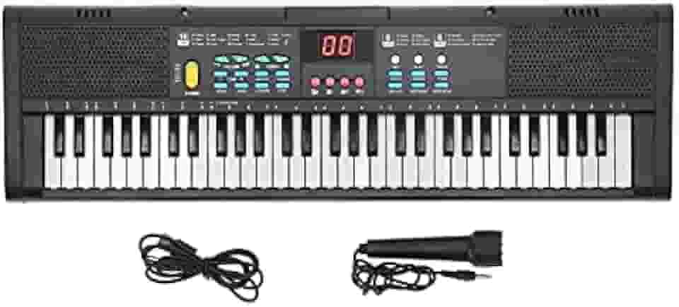 Teclado de música digital MQ6186 com 61 teclas, alto-falante, microfone - Piano padrão para iniciantes e crianças