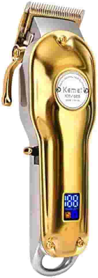 Máquina de Cortar Cabelo Profissional Sem fio Com Display kemei KM1986 (dourado)