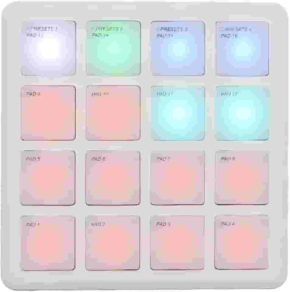 M-VAVE Instrumentos musicais e brinquedos，Controlador MIDI Portátil SMC-PAD POCKET com 16 Pads RGB Sensíveis à Velocidade e Aftertouch, Conexão USB-C e Wireless, Compatível Windows/Mac/iOS/Android