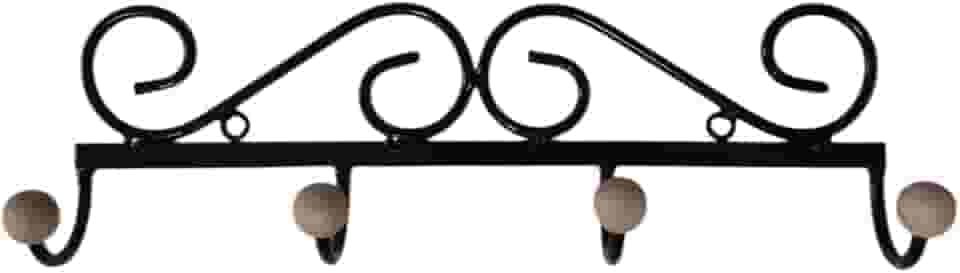 Cabideiro de parede rústico com 4 ganchos feito em ferro