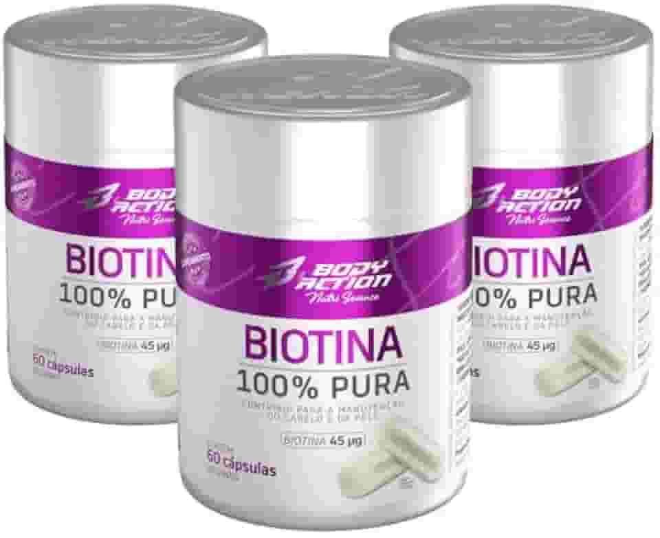 Kit 3x Biotina 100% Pura Total 180 Cápsulas Bodyaction