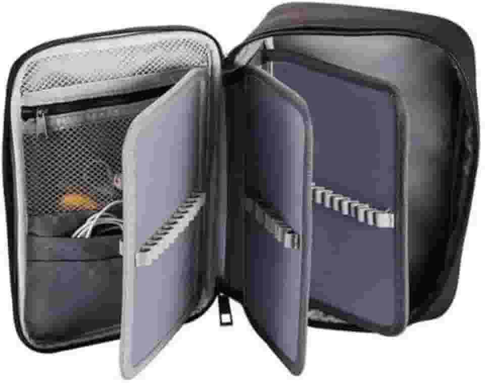 Estojo Escolar Grande Capacidade, Estojo Box Jumbo Com Alça e Elastico para 72 canetas ou lápis, Feminino Masculino, Infantil Adulto, Organizador Com Divisórias e Zíper (PRETO)