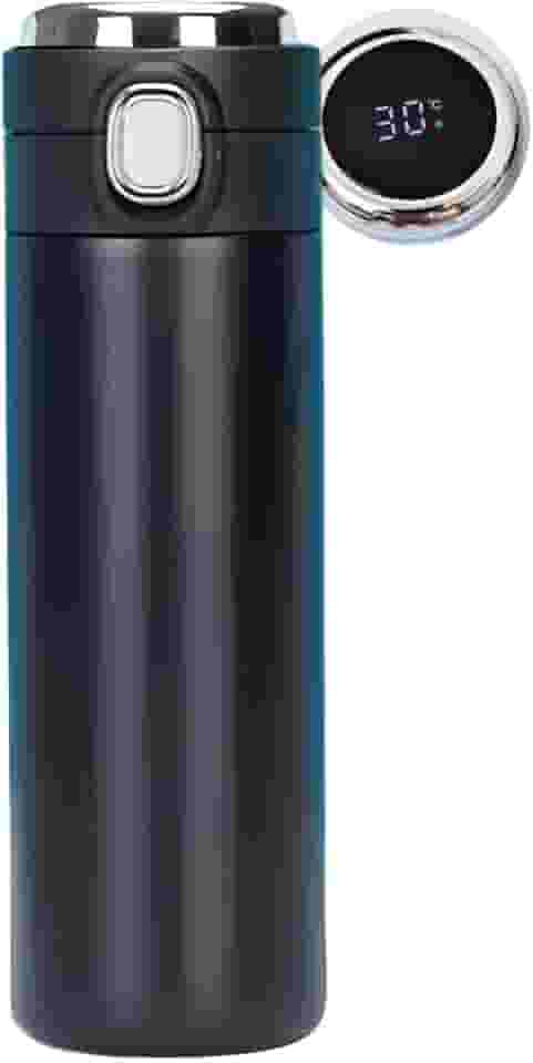 Garrafa Térmica de Água 500ml Esportiva, Com Display, Squeeze Academia, Tampa Antivazamento, BPA Free, Parede Dupla Vácuo Fria Quente, Portátil, Masculina Feminina Infantil (Preto)