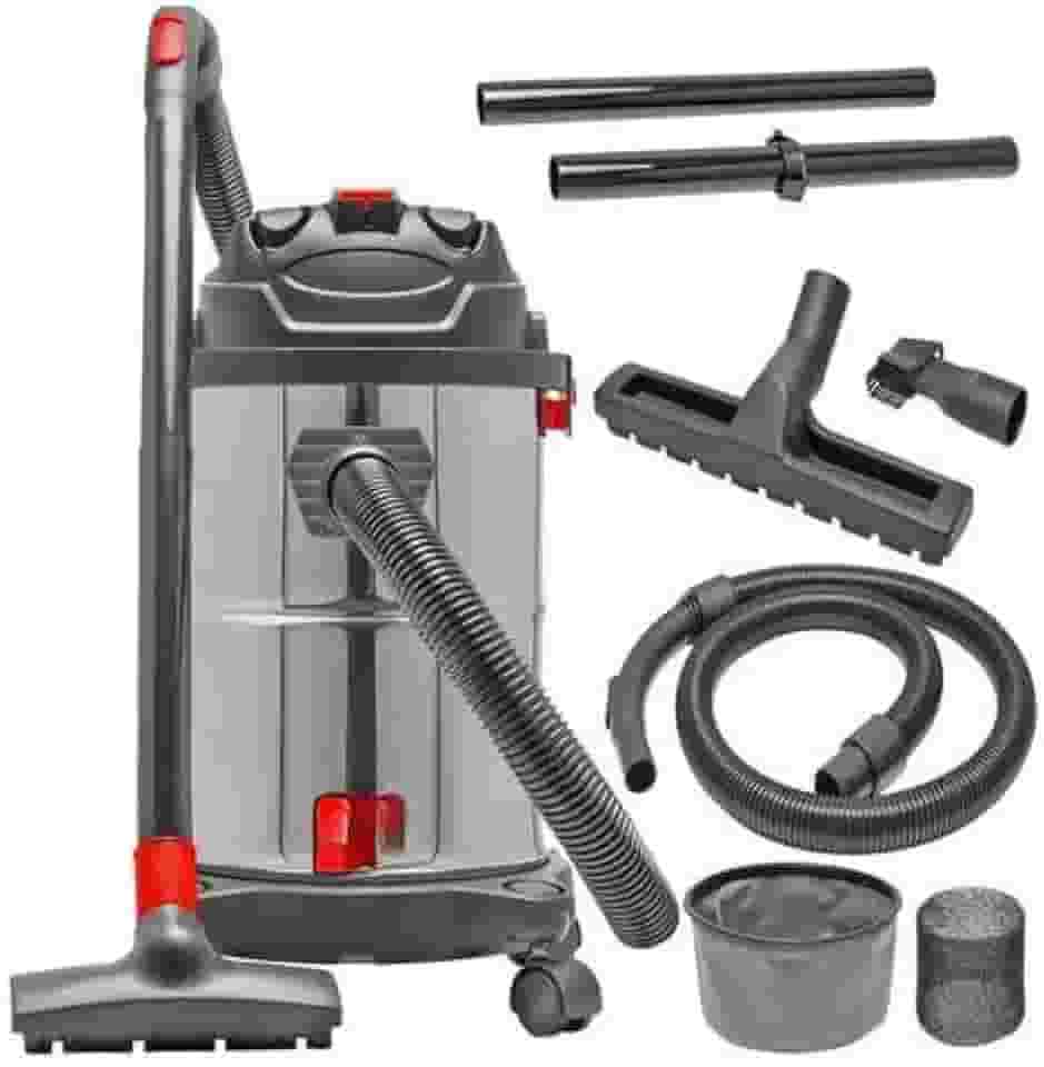 Aspirador profissional para automóveis 15 L 1400 W - Construção em aço inoxidável, uso a seco e molhado, portátil, motor potente, adequado para veículos e oficinas de manutenção (110V/127V)