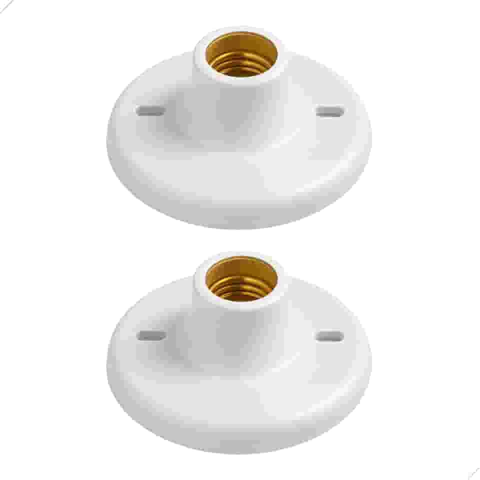 Plafon de Teto PVC com Soquete Porcelana E27 tipo Plafonier Branco para Lâmpada Bivolt (2)