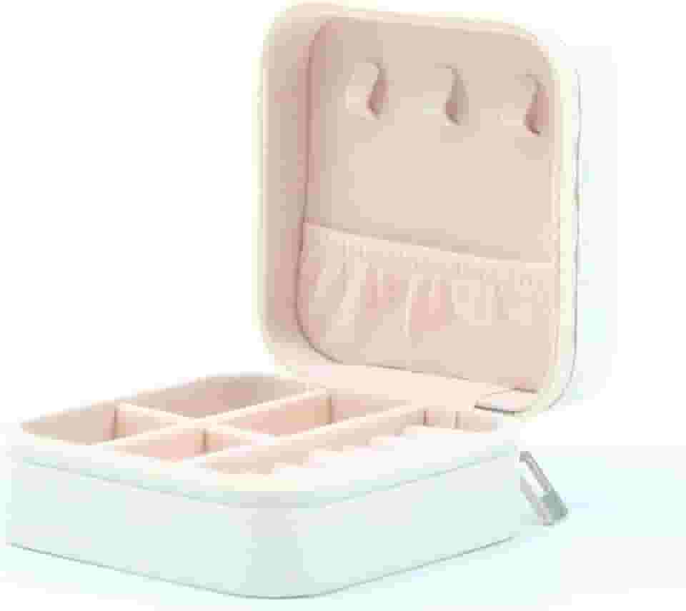 Estojo de joias de viagem - presentes de agradecimento ao professor - pequena caixa organizadora de viagem essencial de viagem presente de Natal para mulheres. Branco