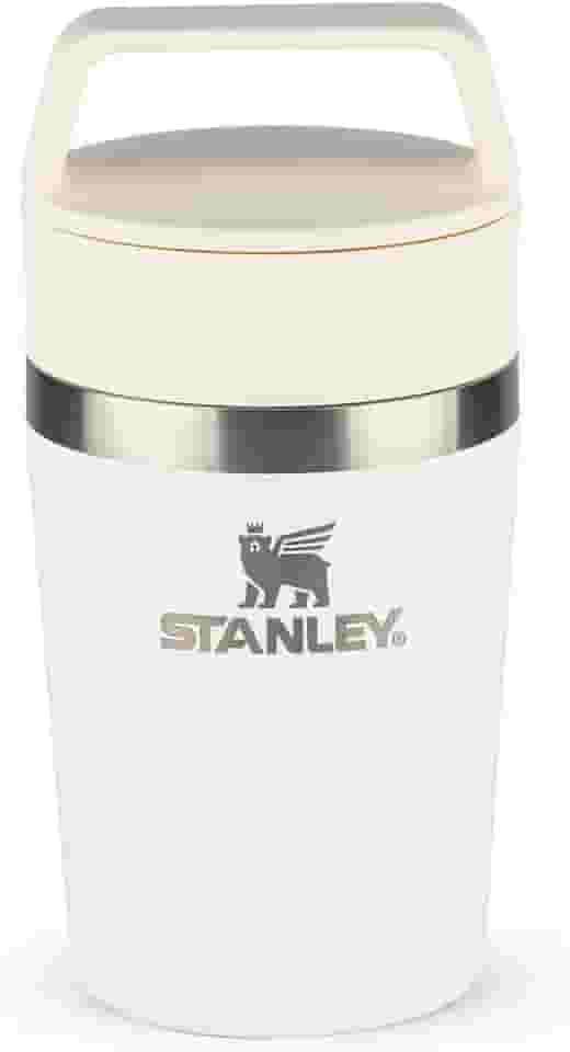 Stanley - Copo de Café Térmico, Caneca de Viagem Café Go com Tampa de Duas Partes Para Beber e Alça de Transporte, Garrafa Térmica de Aço Inoxidável, 236 ml, Cream
