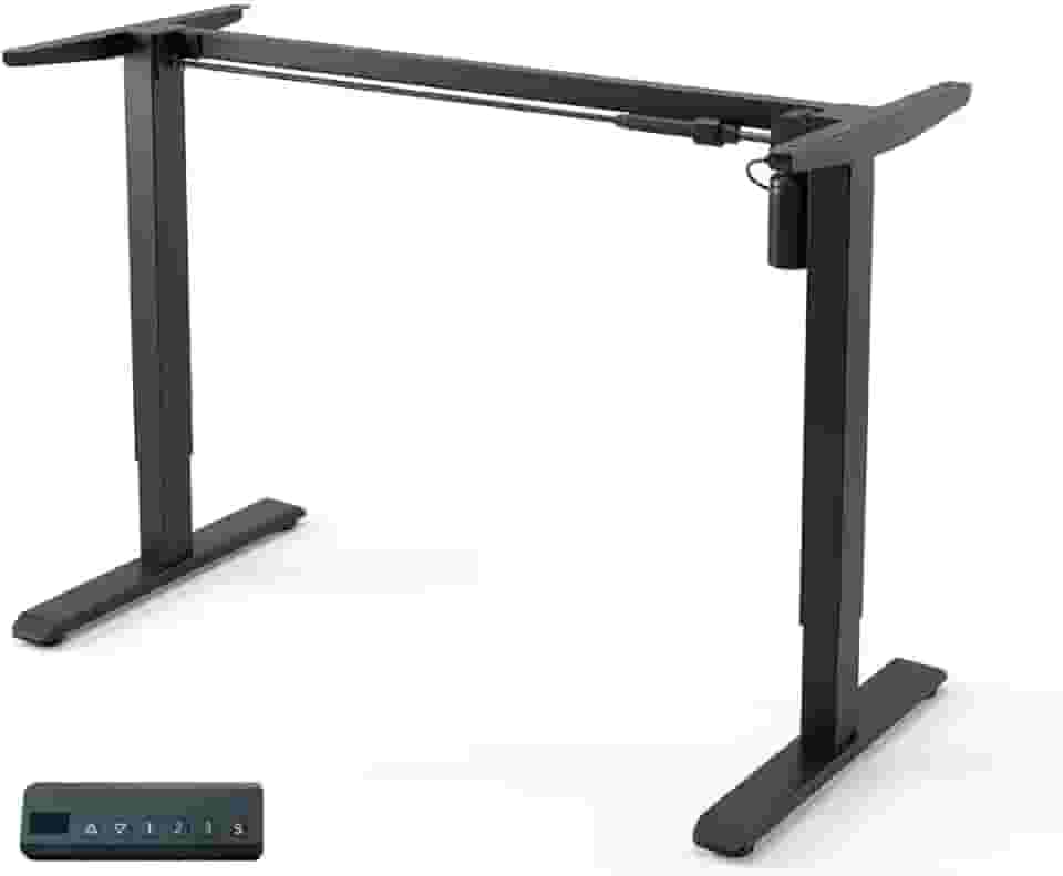 Estrutura de Mesa Elétrica Ajustável para Trabalho em Pé e Sentado – 3 Configurações de Memória, Altura de 72cm a 120cm, Base Ergonômica e Design Silencioso para 110v e 220v (preto)