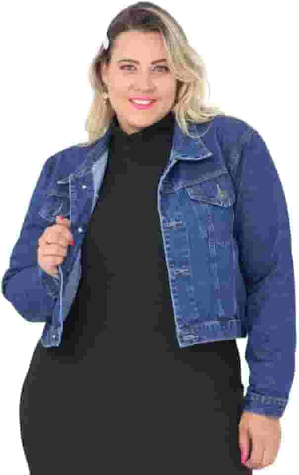 Jaqueta Jeans Cropped Feminino Plus Size