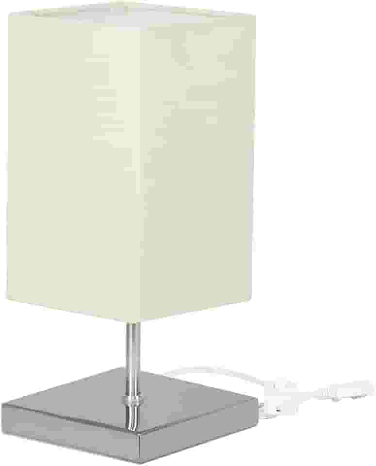 Abajur Eros Quad Bege com Base Inox.