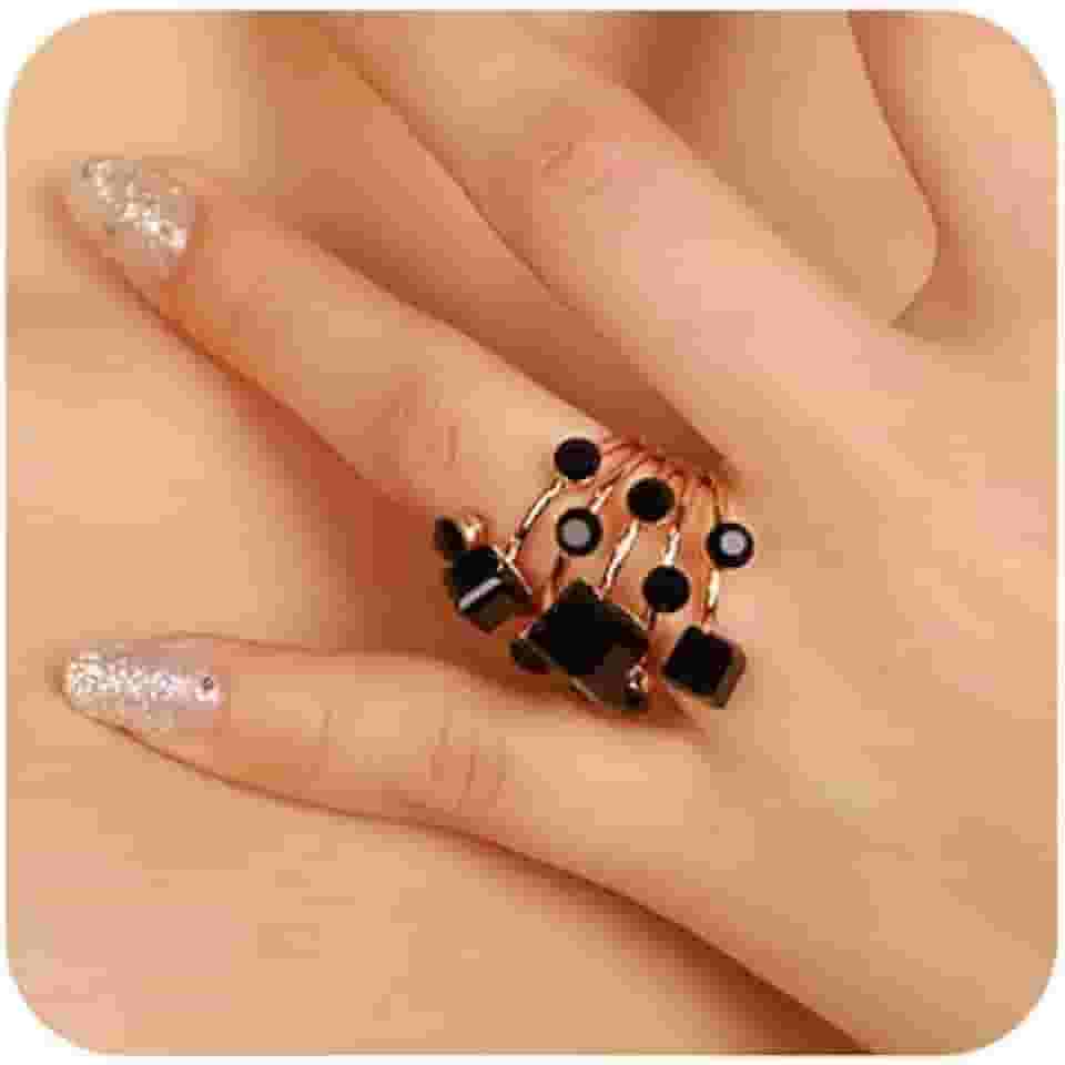 Anel de strass de cristal vermelho cúbico em camadas anel de noivado para casamento baile de formatura anel para mulheres adolescentes