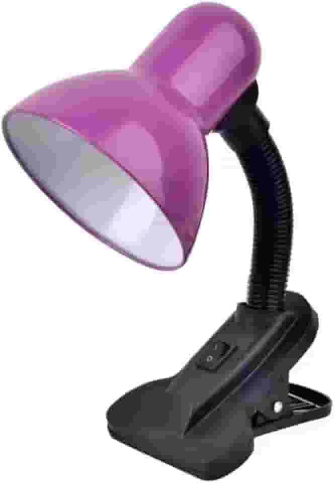 Luminária Articulada de Mesa com Presilha Tipo Clip para Estudo e Escritório – Ajustável e Econômica (Roxo)