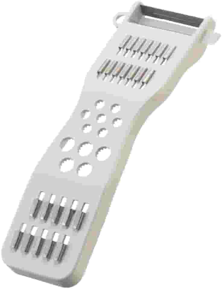 Descascador Fatiador Cortador Com Lâminas 5 Utilidades em 1 Legumes e Frutas Branco Aço Inoxidável