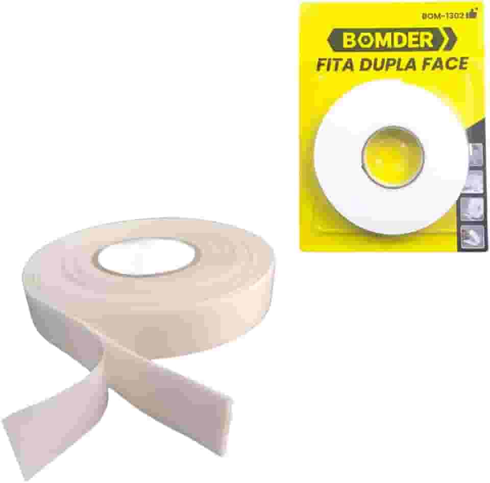 Fita Dupla Face de Espuma Branca, 2.8 metros, Adesivo Forte para Quadros, Espelhos e Decoração