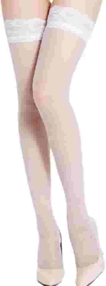 Meia-calça feminina de renda na altura da coxa, sedosa, semitransparente, chique, lingerie