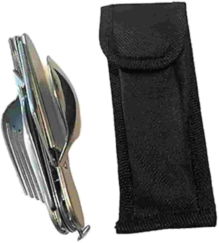 Kit de Talheres e Utensílios para Acampar/Camping - Com 6 Funções - Com Estojo