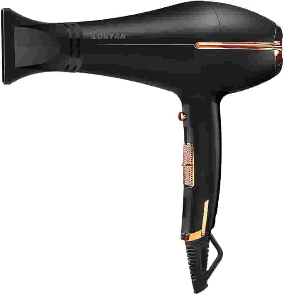 Secador de Cabelo Profissional 220V 2500W 3 velocidade do vento Níveis Ar quente e frio Turbo Alta Potência Rápido Secage Íons Negativo (Preto, 220V)