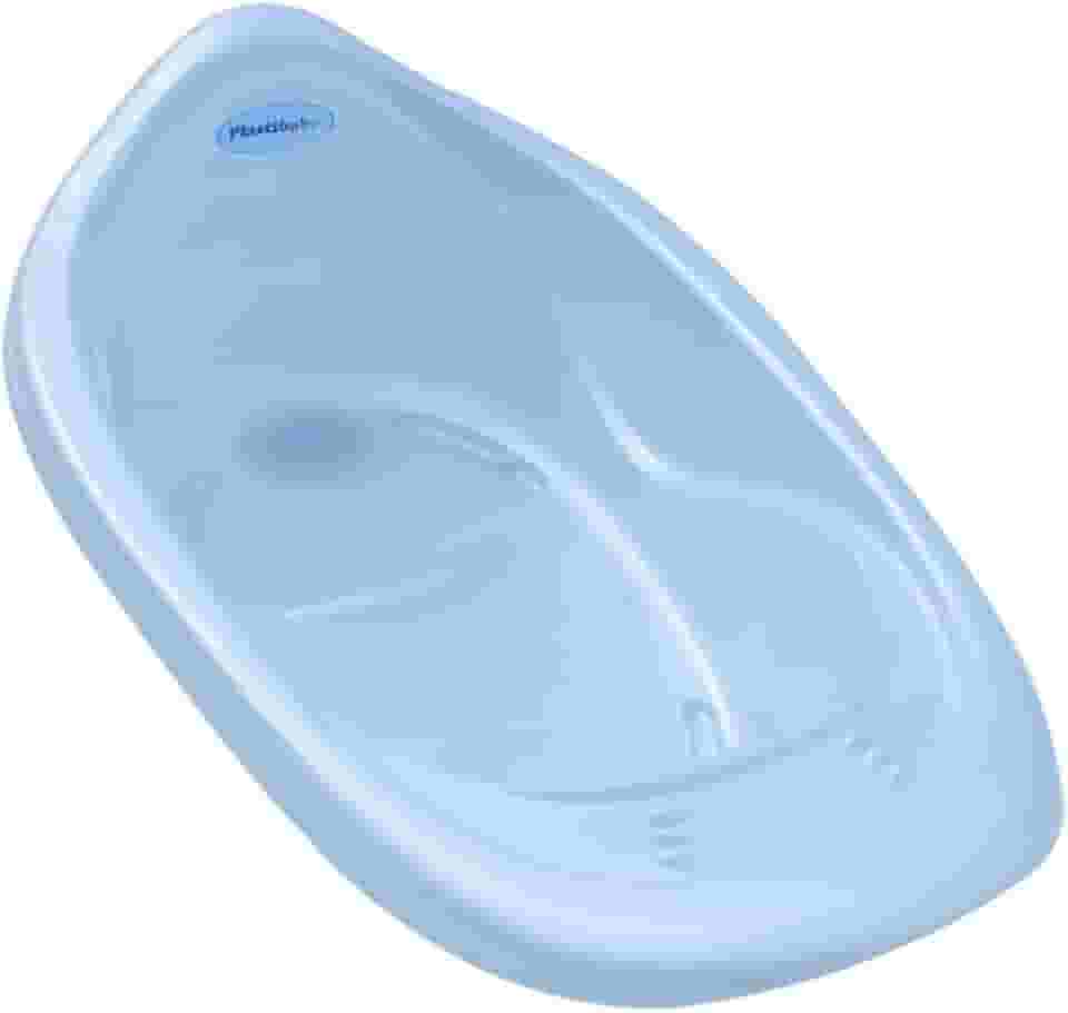 BANHEIRA DE BEBÊ PEROLADO 22L PLASTIBABY RESISTÊNTE COM VALVÚLA DE ESCOAMENTO (Azul perolado)