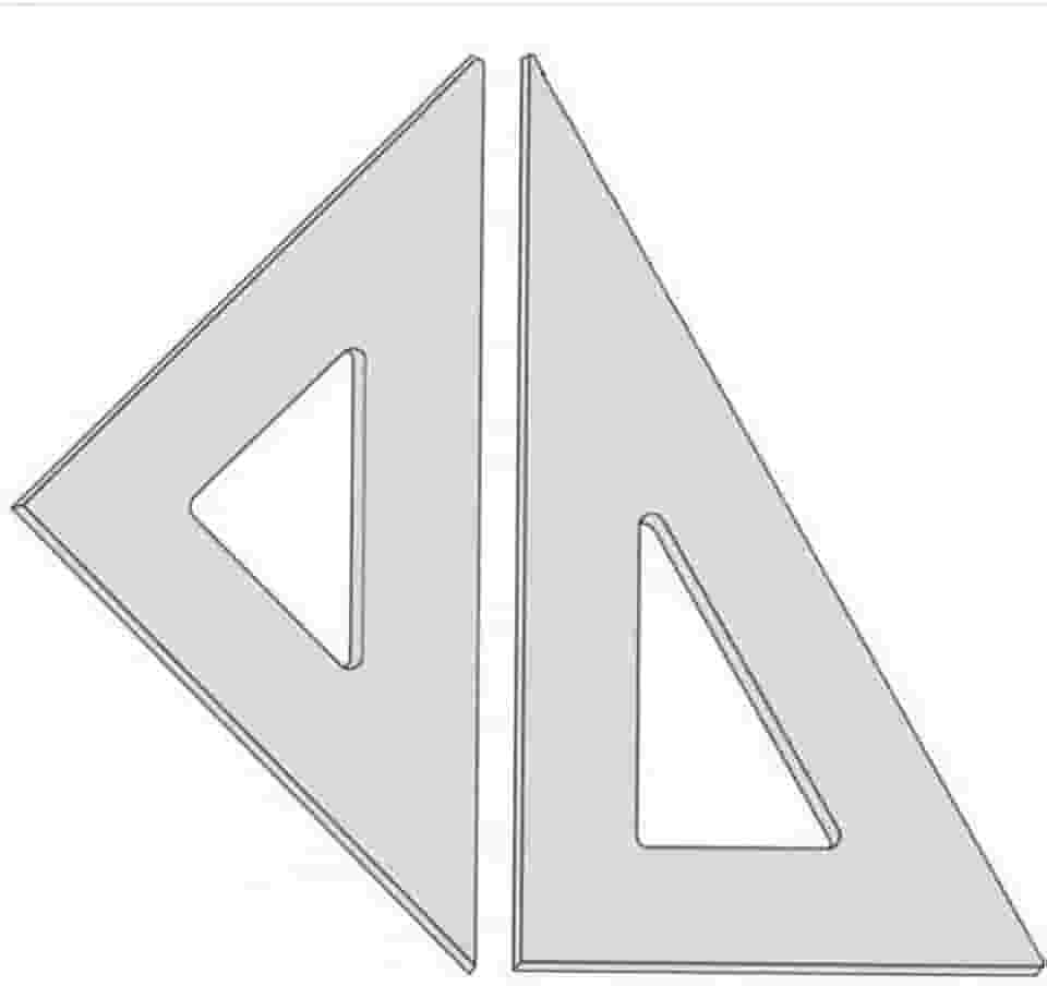 Par De Esquadros Acrilico Desenho Técnico 21 Cm Sem Chanfro Sem Graduação - Fenix