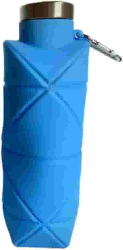 Garrafa de Silicone Retrátil, 4 Cores Disponíveis, Design Geométrico, com Tampa Metálica