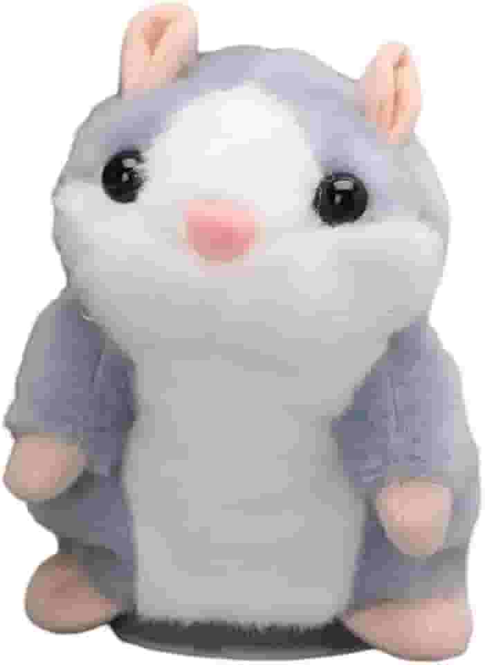 Brinquedo Falante Infantil Hamster de Pelúcia Elétrico, Brinquedos Recheados de Gravação, Presente Melhor Amigo para Menino e Meninas, 16,5x10,5x8,5 cm - Educativo - Envolvente (Cinza)
