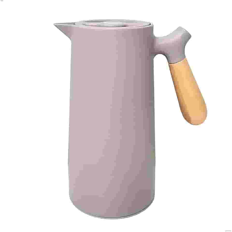 Garrafa Térmica 1 Litro Café Água Chá com Cabo de Madeira Nórdica de Plástico Quente ou Frio (CINZA)