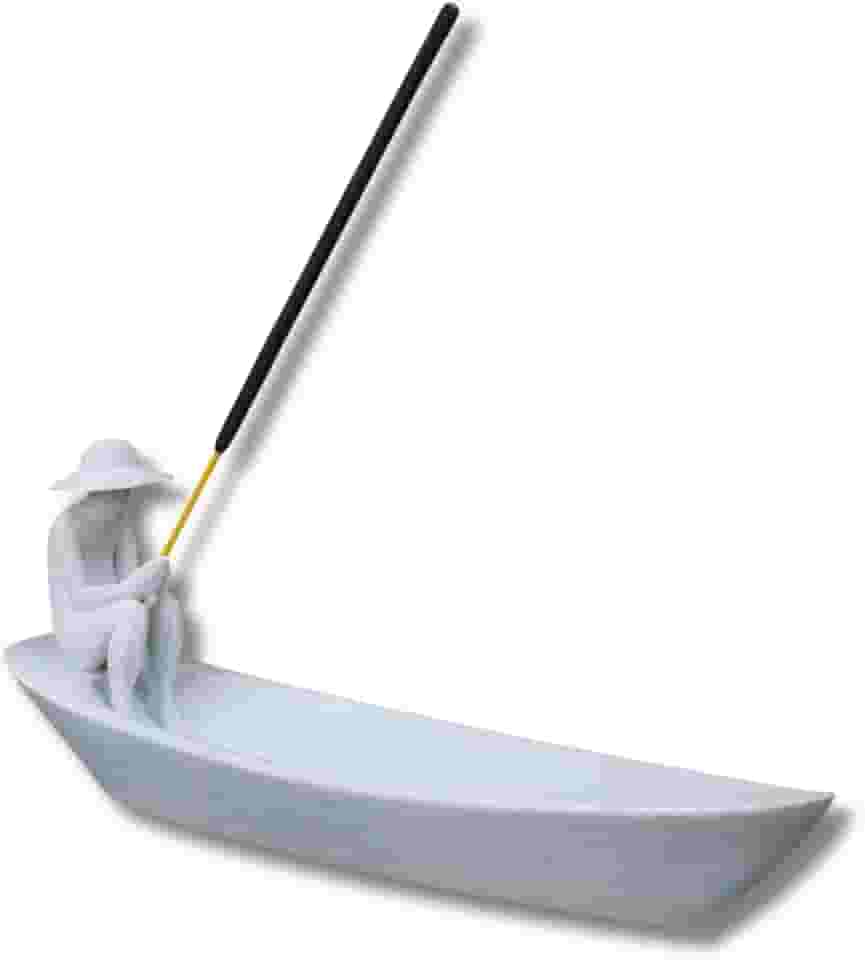 Incensário Pescador Barco Porta Incenso de Palito Decoração