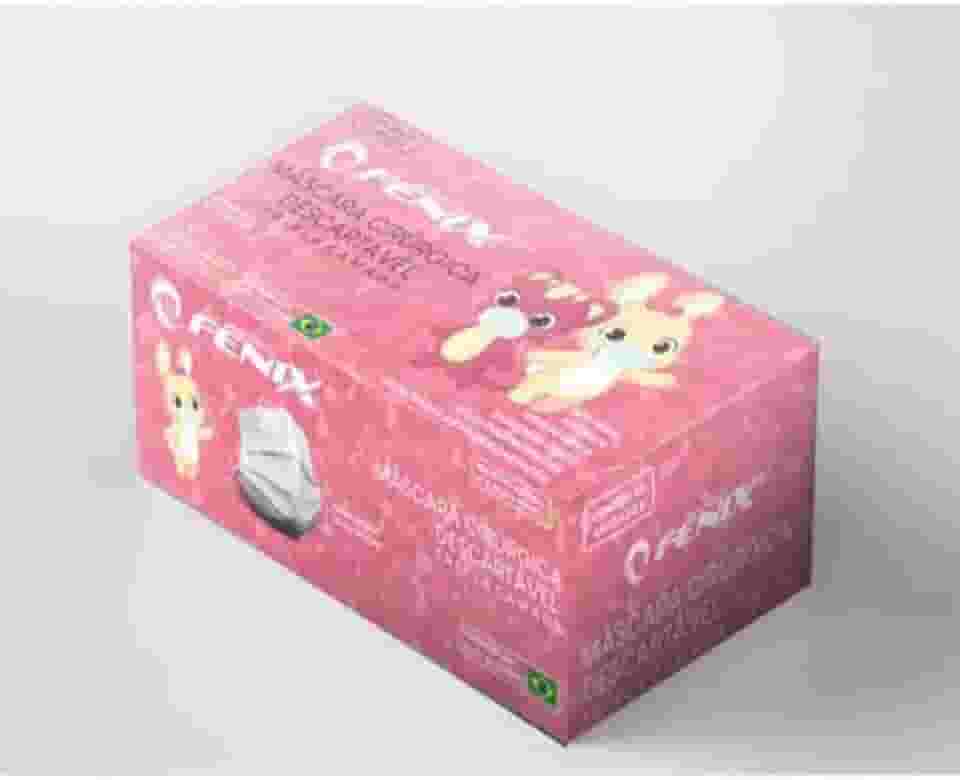 Máscara Infantil Descartável Tripla Camada 50 Unidades - Rosa