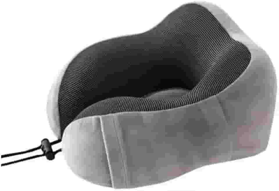 Travesseiro almofada de Pescoço para Viagem, Espuma Viscoelástica, Ajustável (CINZA CLARO)