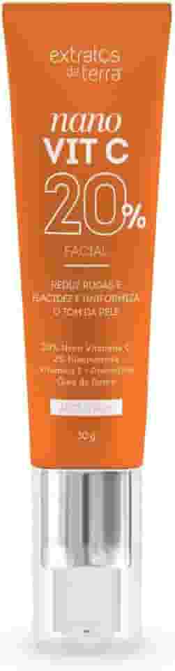 Nano Vit C20 Extratos da Terra – Sérum Facial com 20% de Vitamina C Nanoencapsulada para Rejuvenescimento e Clareamento da Pele