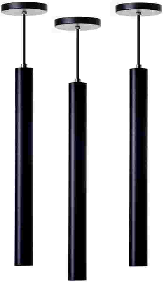 Kit 3 Pendente Tubo Cilindro Alumínio 30cm (Preto)