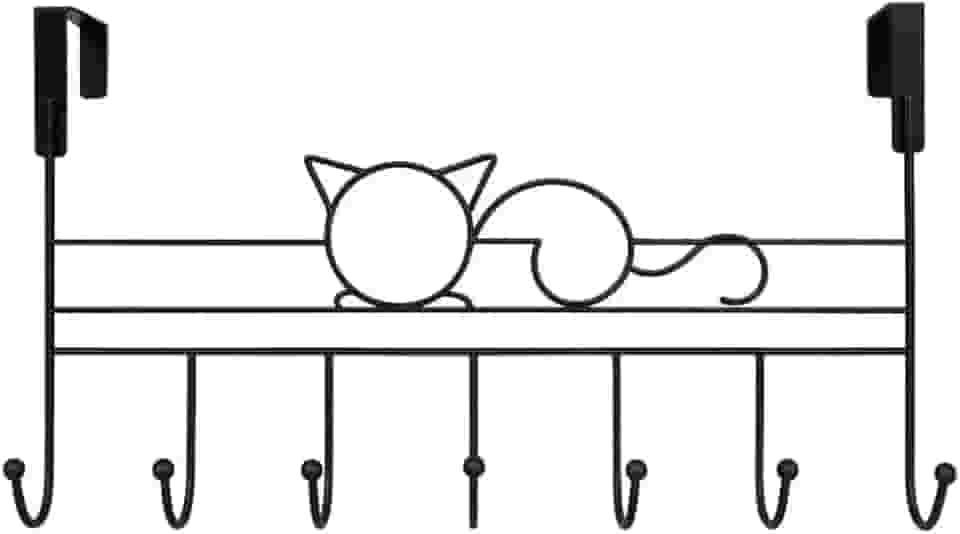 Suporte de Porta com 7 Ganchos em Ferro Preto Fosco – Cabide Organizador Multiuso para Roupas, Toalhas, Bolsas | Ideal para Quartos, Banheiros, Lavabos e Entrada da Casa