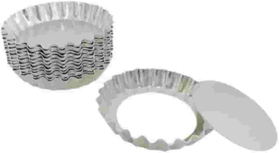 Forma Torta Crespa Fundo Falso 5cm Kit 12 Peças Em Alumínio