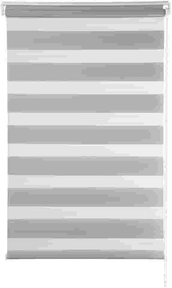 Persiana para Janela Rolo Zebra Tecido Duplo com Faixas Opacas e Transparentes L 1,20 m x A 1,60 m, Cinza