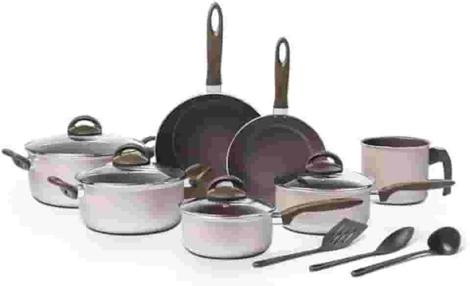 Brinox, Jogo de Panelas Brinox 10 Peças Ceramic Life Nevada Champanhe