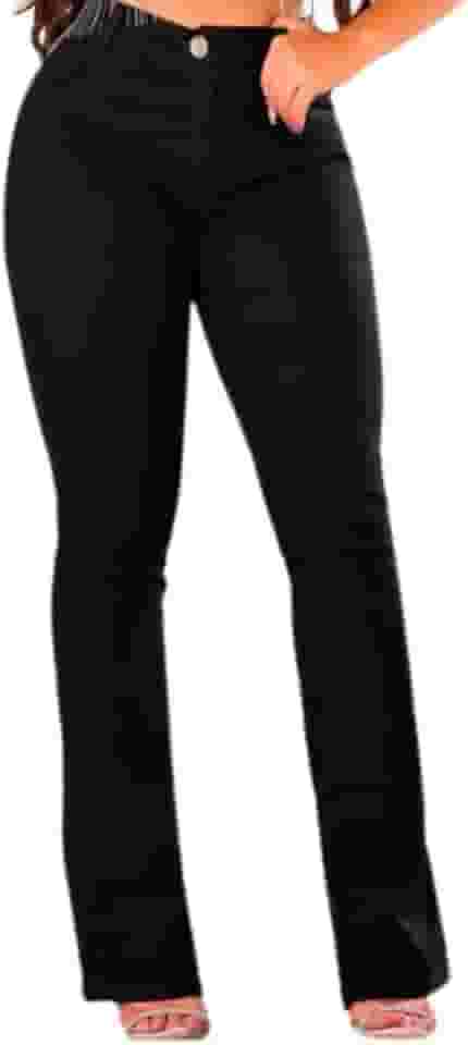 Calça Jeans Sarja Feminina Miraly Flare "Bootcut", Tecido Macio Com Elastano Premium