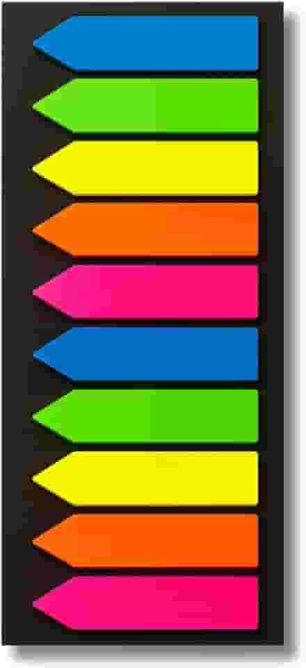 Marcador de Página Adesivo 200 Folhas 10 Cores Vibrantes Reposicionável Nota Auto Adesiva