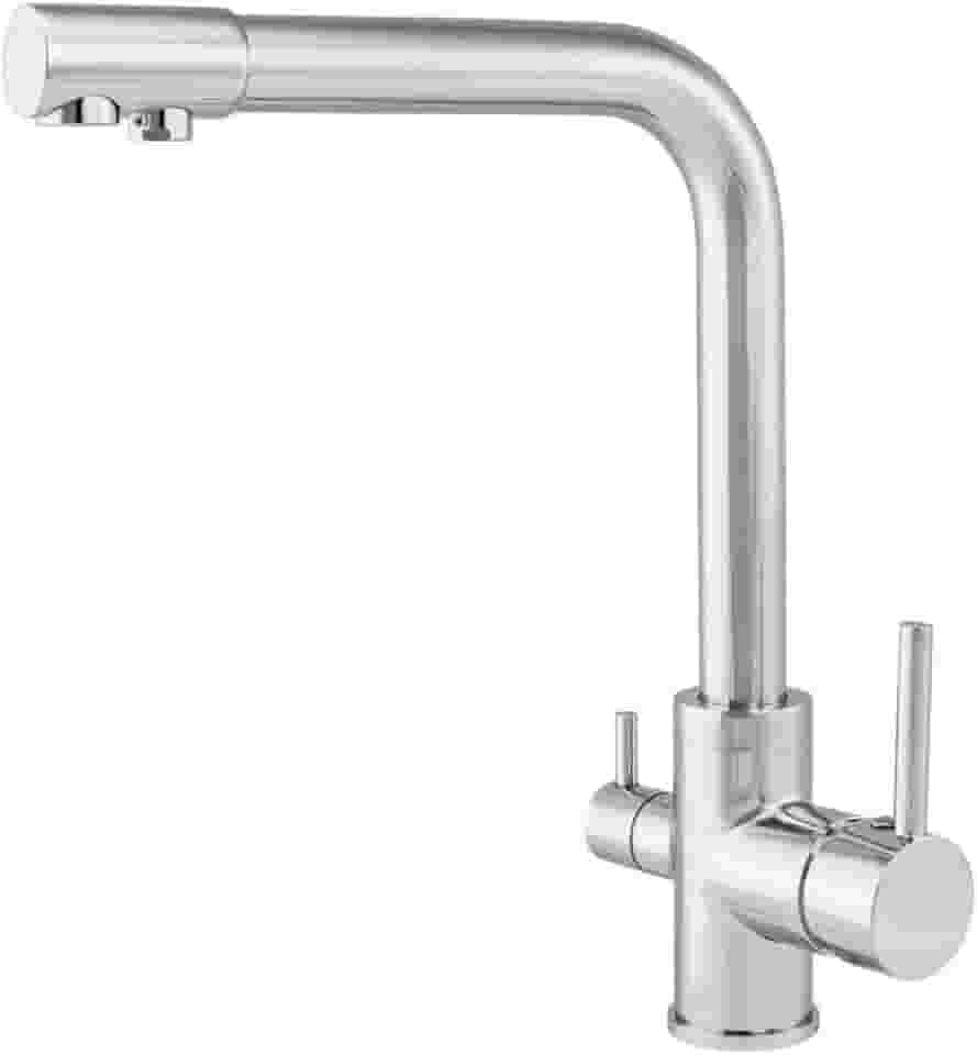 Torneira Monocomando com Filtro Inox Cromada Misturador c/Saída de Água Filtrada p/Bancada Cozinha