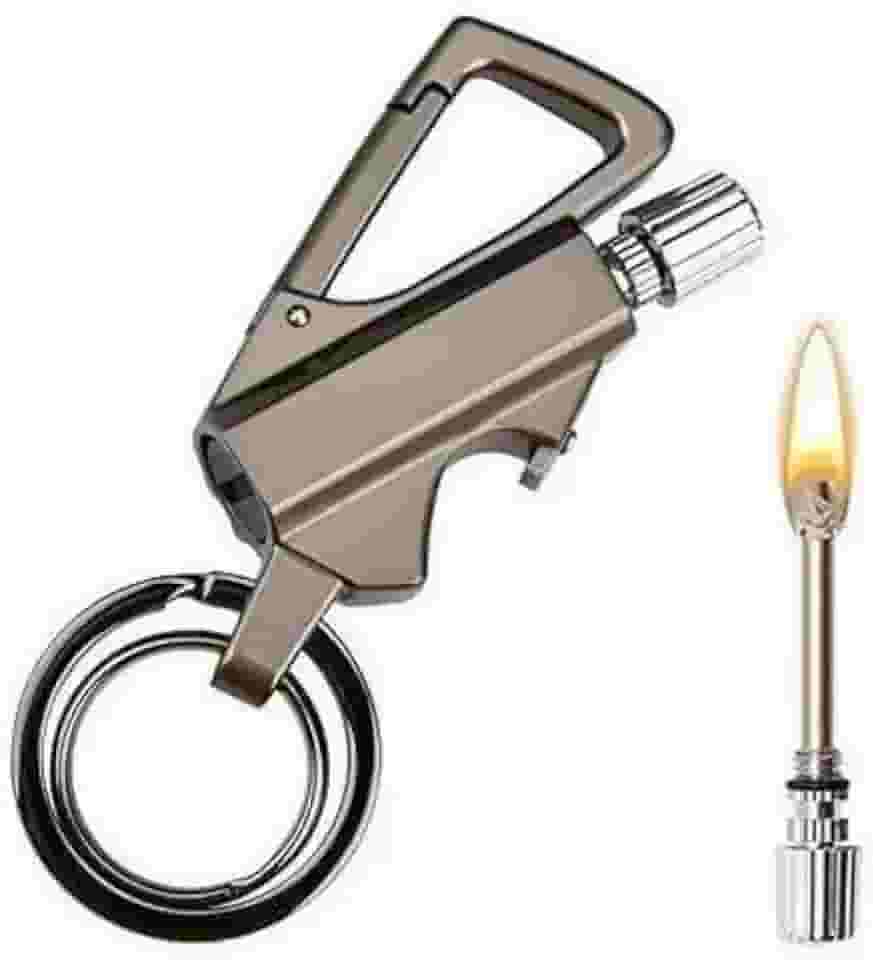 Isqueiro Pederneira Chaveiro Abridor de Garrafa Camping Sobrevivencia Trilha Pesca Zinco Resistente