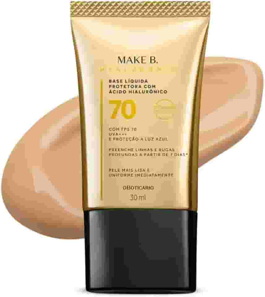Base Líquida Protetora Make B. Hyaluronic FPS 70, cor 15 30 ml