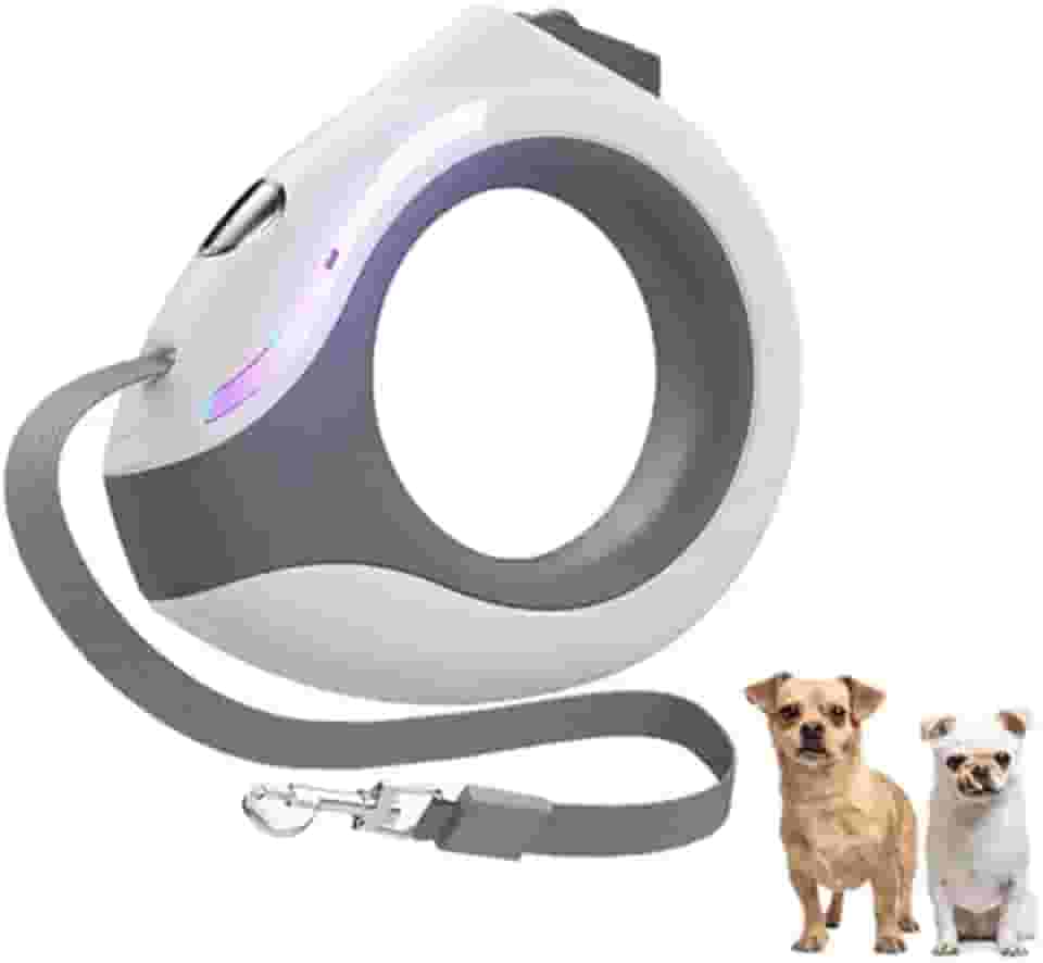 Guia Retratil Luminosa e Extensível para Pets, Mãos Livres, com Trava de Segurança, Guia de Passeio Premium, Leve, Portátil e Resistente de 3m (3 metros)