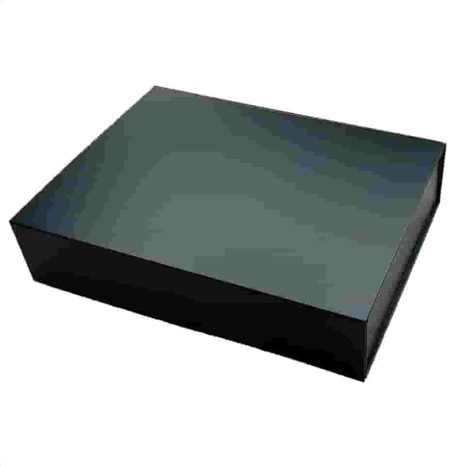 Caixa de Presente Preta Grande Rígida 36x26x8cm Super Luxo Forrada Embalagem Premium Para Presentes Especiais, Kits ou Brindes