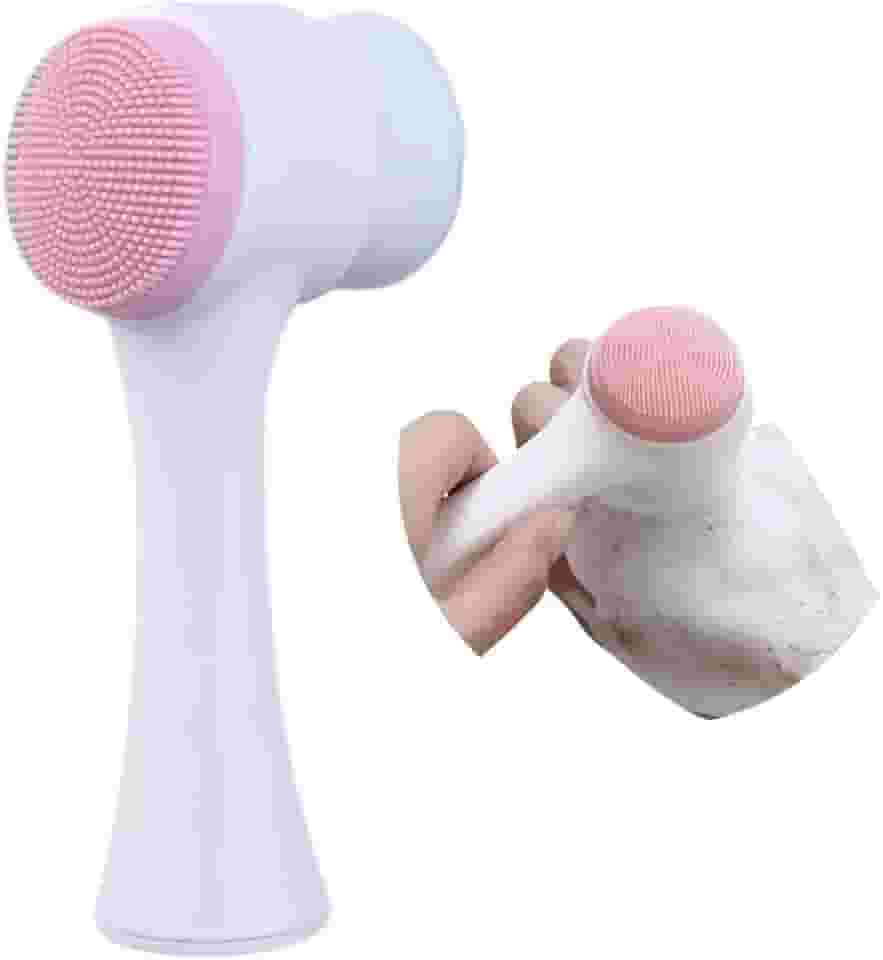 Escova de Limpeza Facial 2 em 1, Escova Manual Portátil para Skincare, Cerdas Macias e Silicone para Massagem e Esfoliação para Todo Tipo de Pele, Cores Variadas