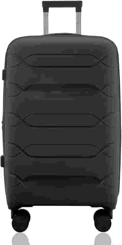 Mala de Viagem Média 23kg Despachada Expansiva Rígida Polipropileno Rodas Duplas 360º Cadeado TSA Gladiador P1M Preto