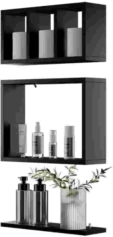 Nicho Prateleiras Decorativa 40x12cm Eze Preto para Banheiro