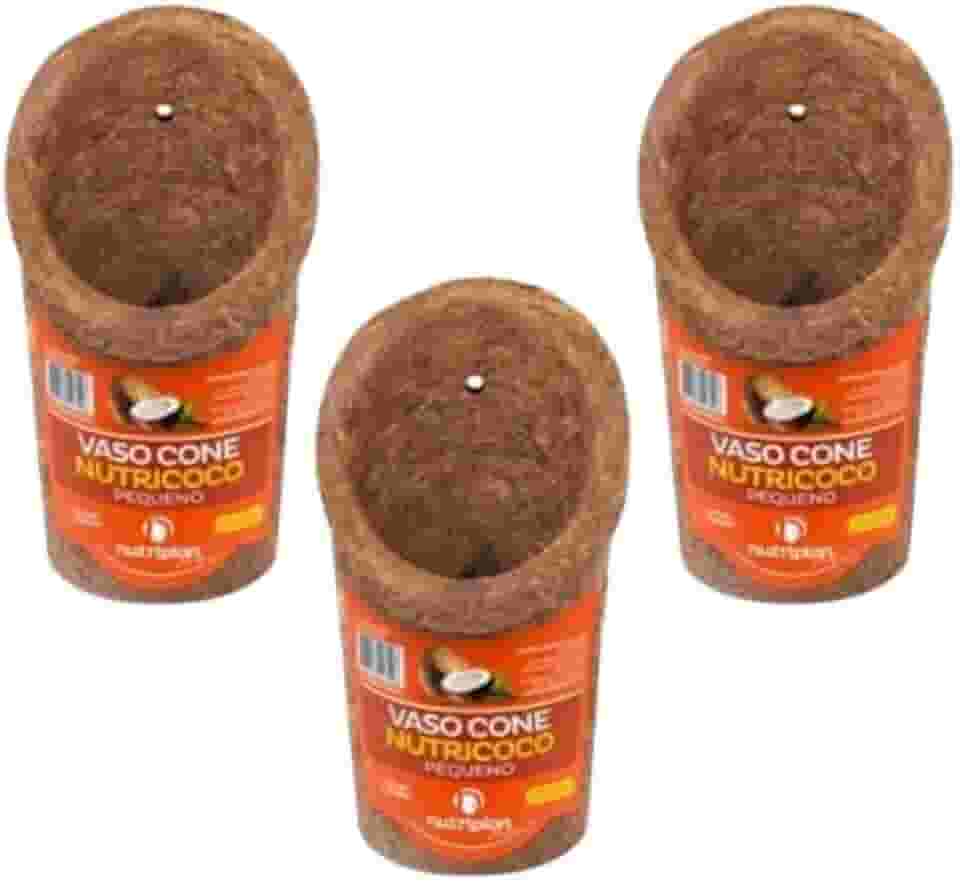 Nutriplan Kit com 3 Vasos Cone de Fibra de Coco para Orquídeas, 21,5 cm x 13 cm, Pequeno Suspenso Pendurar