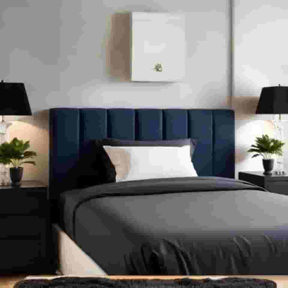 Cabeceira Estofada Modular Cama Casal Padrao 1,60mX45cm Módulos Adesivos (Azul)